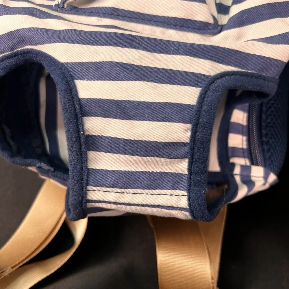 COODIA Pet Carrier Backpack Small Dog Blue White Striped Excellent Hands Free